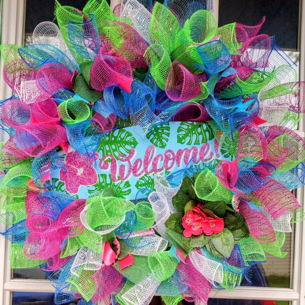 Surf board welcome wreath